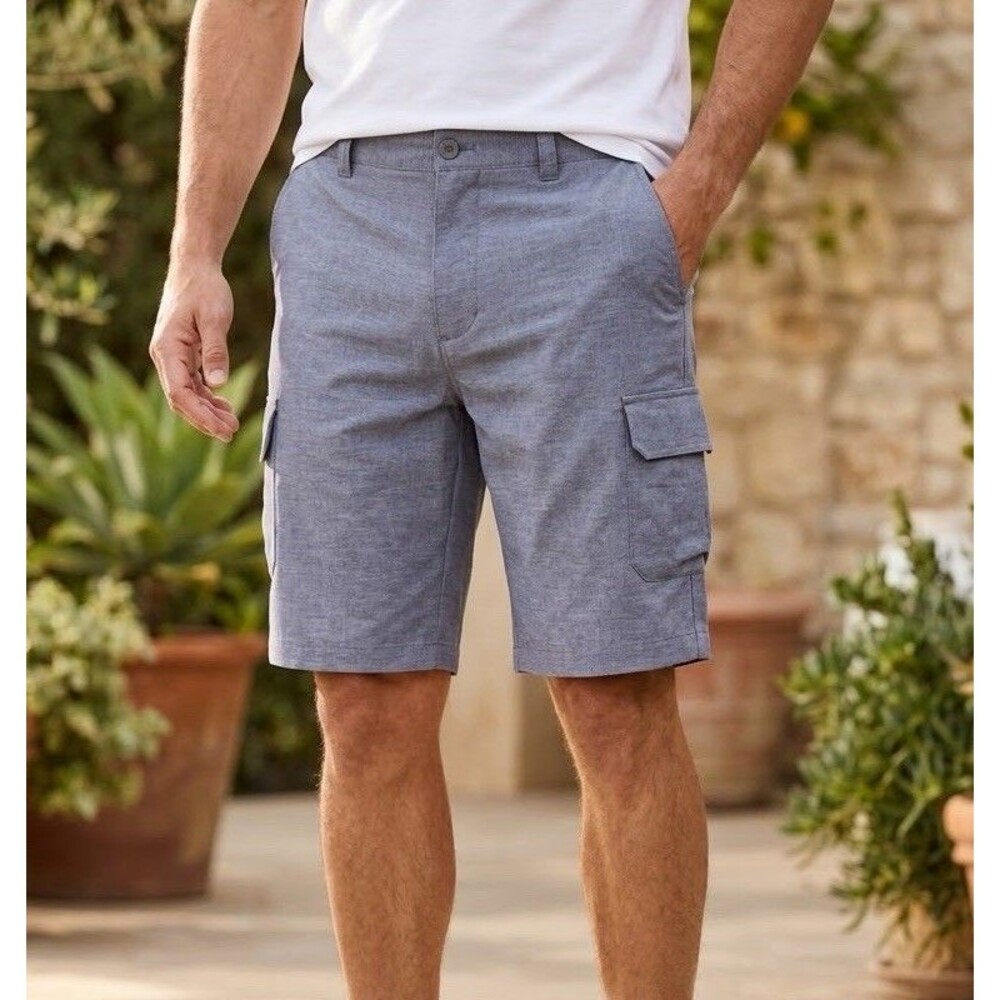 Peter Millar Mens Shorts Size 33 Blue Performance Stretch Cargo W/Bottle Opener